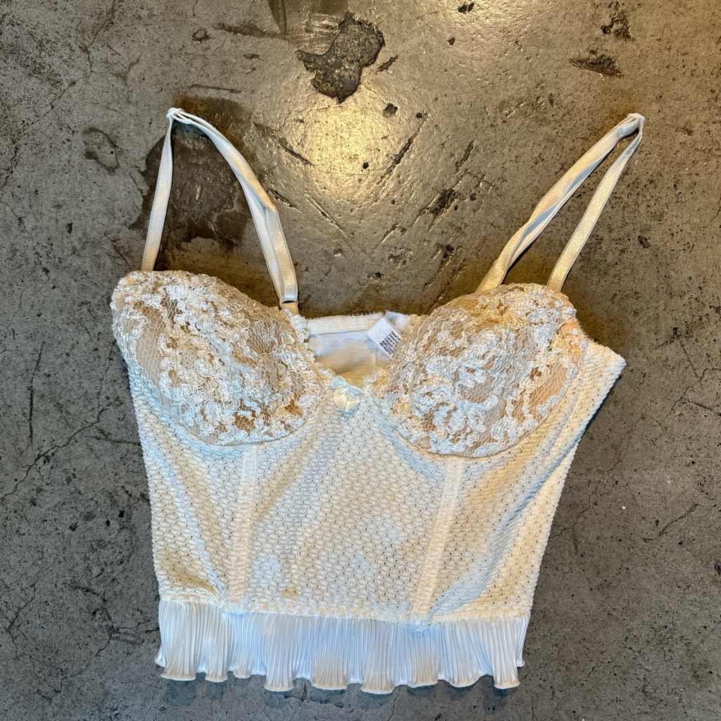 White And Cream Lace Spaghetti Strap Corset Top Size M